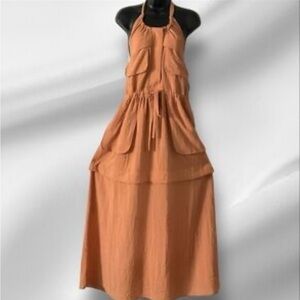 Elegant Forever 21 Dusty Rose Halter Maxi Dress Tiered Size Large